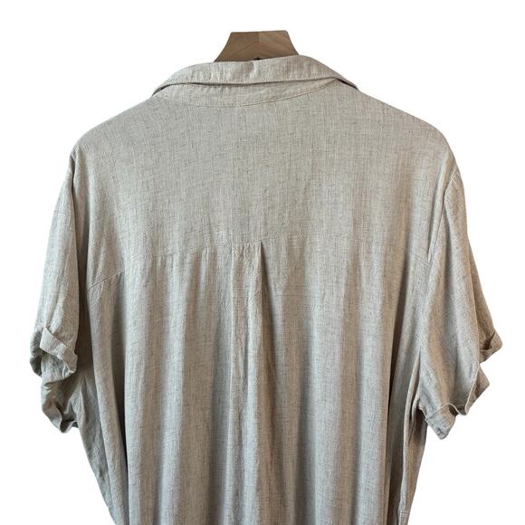 Anthropologie Perch By Blu Pepper Dress 3X Beige Linen Blend Comfort Cottage - Picture 6 of 13